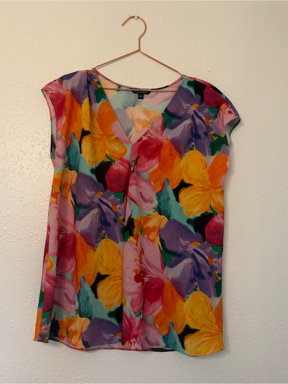 Lauren Ralph Lauren Multicolor Floral V-Neck Cap Sleeve Blouse - Picture 2 of 7